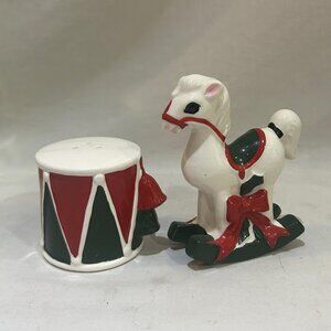 Lefton China Rocking Horse & Drum Salt and Pepper Shakers Set Japan 1950s MCM